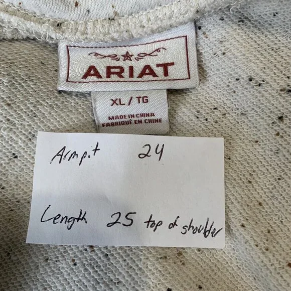 Ariat Old West Sweatshirt Egret Crossover Neck Long Sleeve Sz XL Southwestern - Picture 3 of 13